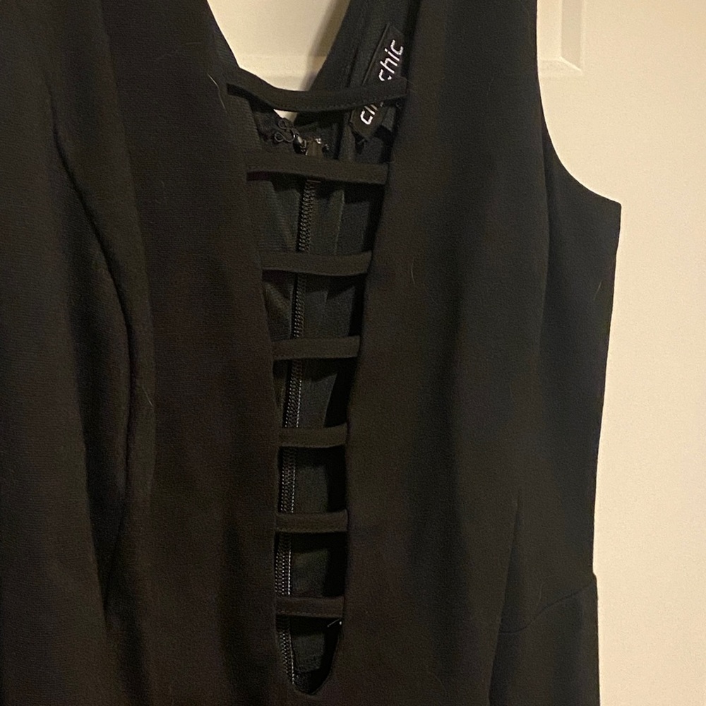 City Chic Trendy Black Dress with Ladder Cutouts